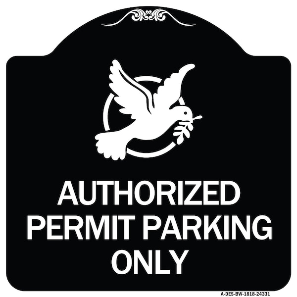 Signmission Authorized Church Parking W/ Graphic Heavy-Gauge Aluminum Sign, 18" x 18", BW-1818-24331 A-DES-BW-1818-24331 - main